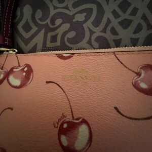 Coach Corner Zip Cherry Print Wristlet